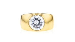 3.50 Carat Bezel-Set CZ Ring in 18kt Gold Over Sterling