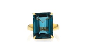 14.00 Carat London Blue Topaz Ring in 18kt Gold Over Sterling