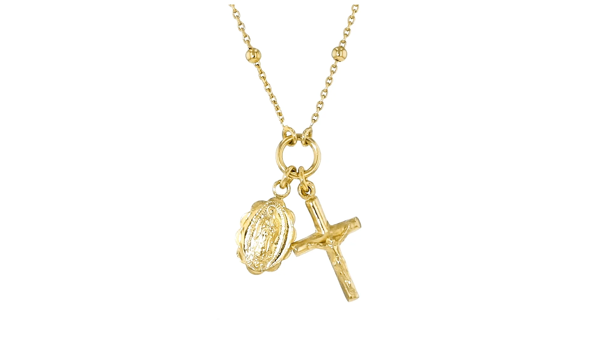 Italian 18kt Gold Over Sterling Religious Charm Necklace. 18&quot