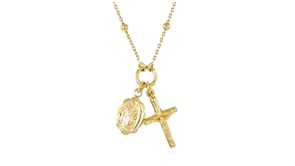 Italian 18kt Gold Over Sterling Religious Charm Necklace