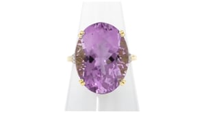 16.00 Carat Amethyst Ring with Diamonds in 14kt Yellow Gold
