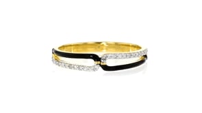 .10 ct. t.w. Diamond and Black Enamel Ring in 18kt Gold Over Sterling