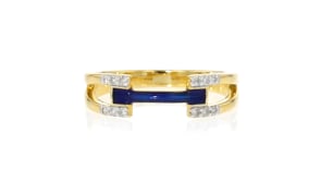 .10 ct. t.w. Diamond and Blue Enamel Ring in 18kt Gold Over Sterling