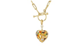 Italian Multicolored Murano Glass Heart Charm in 18kt Gold Over Sterling