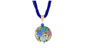 Italian Multicolored Murano Glass Hydrangea Pendant Multi-Strand Necklace in 18kt Gold Over Sterling