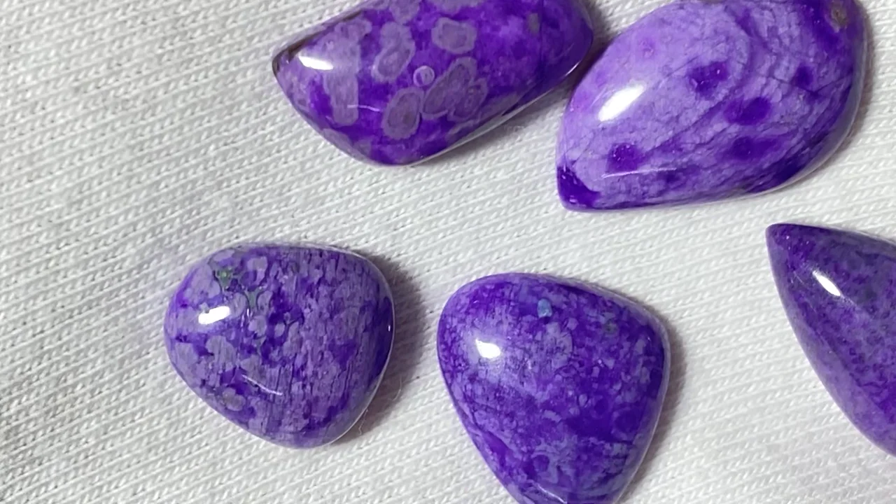 動画】【1点もの】スギライトAAA- ルース 5個セット NO.130 - 天然石