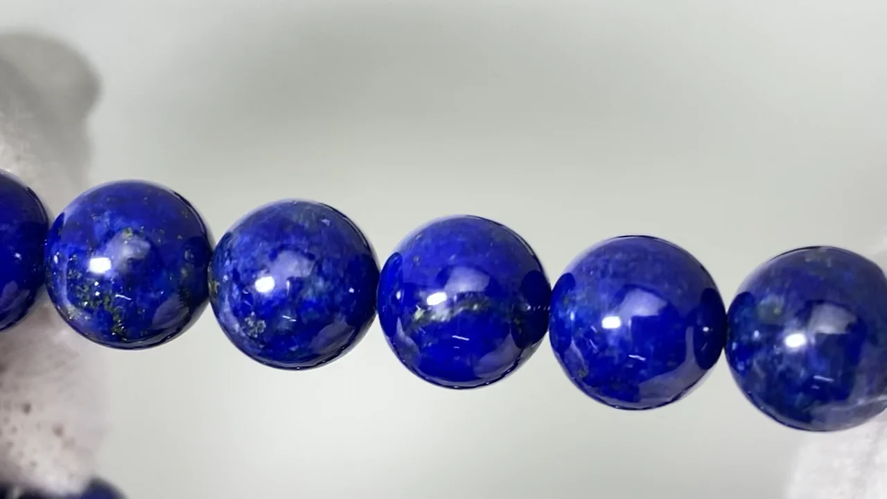 動画】【1点もの】ラピスラズリAAA ラウンド9mm 1連(ブレス) NO.14