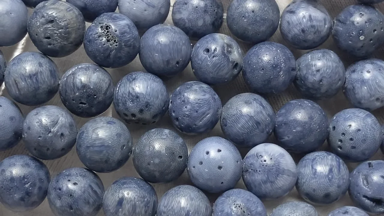 ブルースポンジサンゴ ラウンド8mm 1連｜天然石ビーズの卸問屋・通販