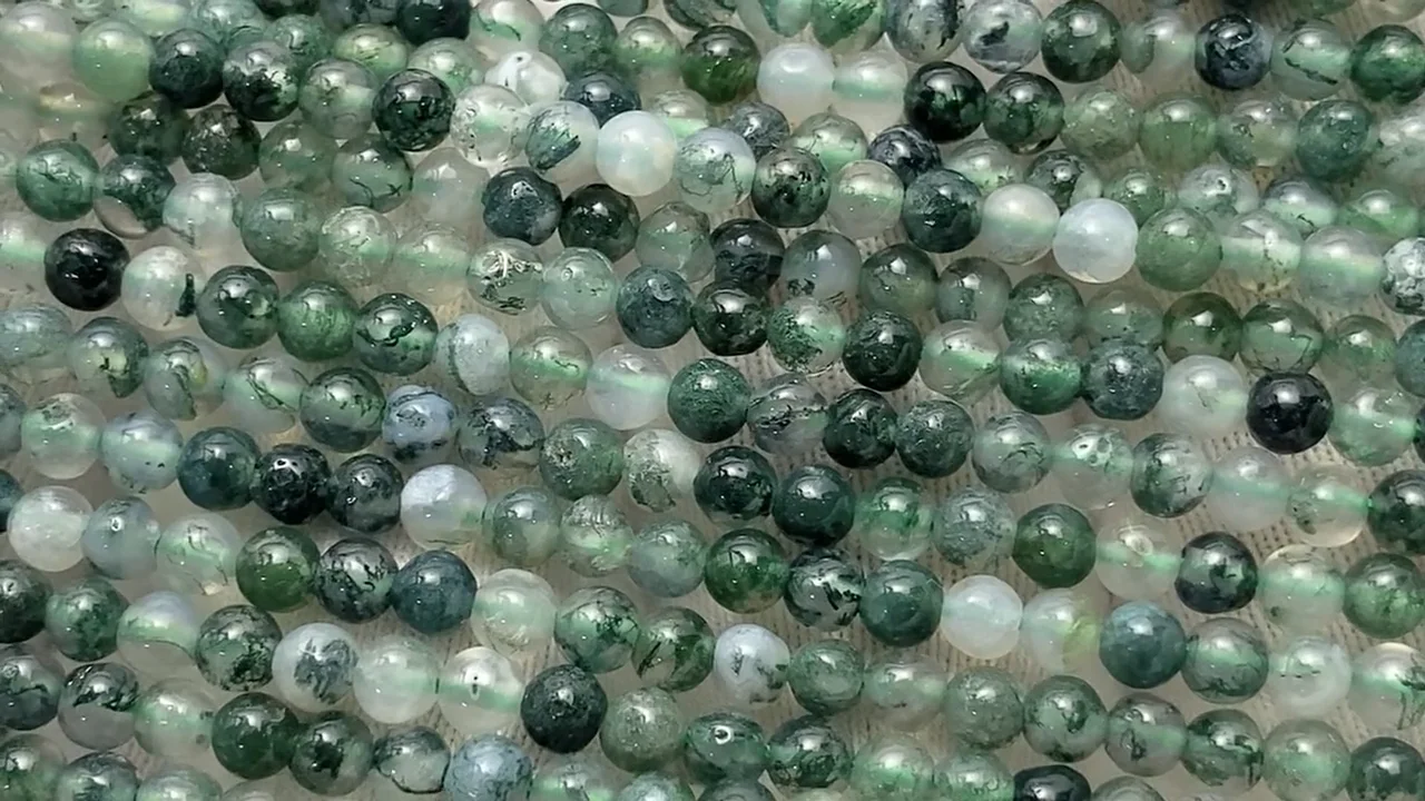 モスアゲート ラウンド3mm 1連｜天然石ビーズの卸問屋・通販ケンケン