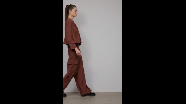 Calça Pantalona Cargo Veludo Cotele Isadora