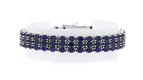 30.00 ct. t.w. Sapphire Three-Row Tennis Bracelet in Sterling Silver