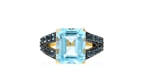 5.25 Carat Sky Blue Topaz Ring with .80 ct. t.w. London Blue Topaz in 18kt Gold Over Sterling