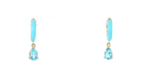 .60 ct. t.w. Swiss Blue Topaz Hoop Drop Earrings with Blue Enamel in 18kt Gold Over Sterling