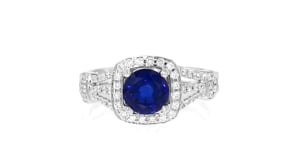 1.40 Carat Sapphire Ring with .39 ct. t.w. Diamonds in 18kt White Gold