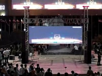 رصد لأجواء الاحتفالات في ساحة سعد الله الجابري في مدينة حلب بمناسبة إطلاق الهوية البصرية الجديدة