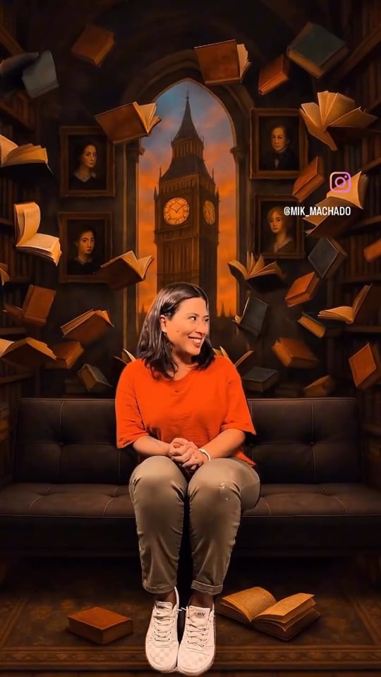 Cenário da Biblioteca Mágica inspirado em Harry Potter
