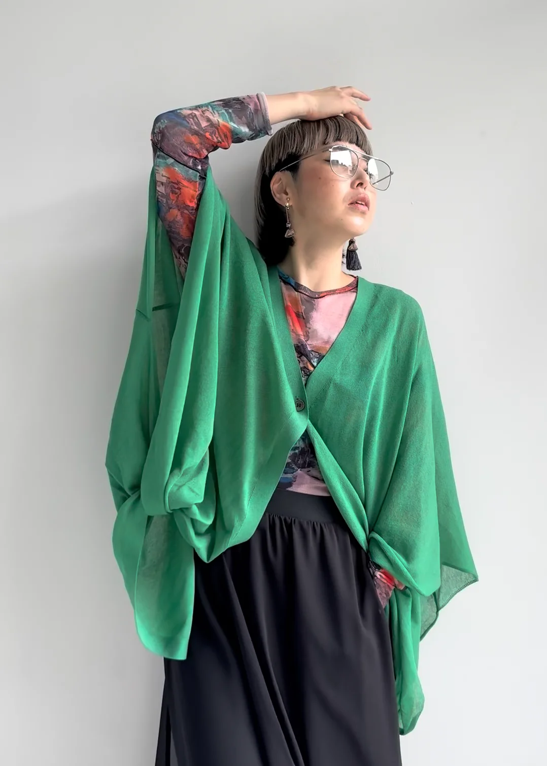 美品 OSMOSIS★loaf【ロフ】バックプリーツ レイヤードコート カーキ 美品 OSMOSIS☆loaf【ロフ】バックプリーツ レイヤードコート