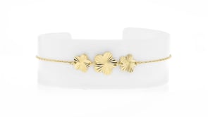Italian 10kt Yellow Gold Flower Trio Bracelet
