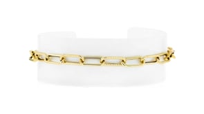 Italian 14kt Yellow Gold Roped and Polished Paper Clip Link Bracelet