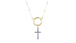.10 ct. t.w. Sapphire Cross Charm in 14kt Yellow Gold