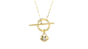 Diamond Heart Lock Charm in 14kt Yellow Gold