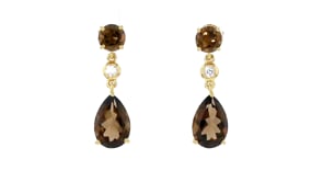 6.90 ct. t.w. Smoky Quartz Drop Earrings with .20 ct. t.w. White Topaz in 18kt Gold Over Sterling