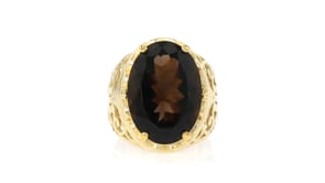 11.00 Carat Smoky Quartz Ring in 18kt Gold Over Sterling