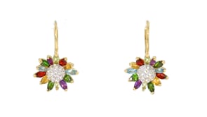 4.40 ct. t.w. Multi-Gemstone Flower Drop Earrings in 18kt Gold Over Sterling