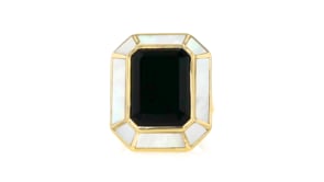 Onyx and Mother-of-Pearl Ring in 18kt Gold Over Sterling
