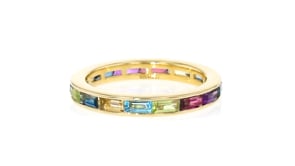 1.70 ct. t.w. Multi-Gemstone Baguette Eternity Band in 18kt Gold Over Sterling