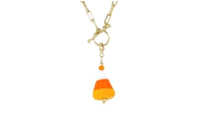 Italian Multicolored Murano Glass Candy Corn Charm in 18kt Gold Over Sterling