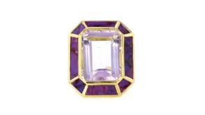 10.00 Carat Amethyst Ring with Purple Turquoise in 18kt Gold Over Sterling