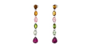 4.00 ct. t.w. Multicolored Tourmaline and 2.50 ct. t.w. Rhodolite Garnet Drop Earrings in Sterling Silver