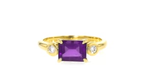 1.40 Carat Amethyst Ring with .10 ct. t.w. Lab-Grown Diamonds in 18kt Gold Over Sterling