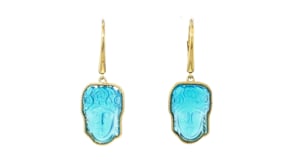 Italian Tagliamonte Blue Venetian Glass Flora Drop Earrings in 18kt Gold Over Sterling