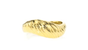 18kt Gold Over Sterling Diamond-Cut Sculptural Ring