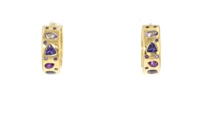 1.75 ct. t.w. Multi-Gemstone Hoop Earrings in 18kt Gold Over Sterling