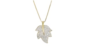 .20 ct. t.w. Diamond Leaf Pendant Necklace in 18kt Gold Over Sterling