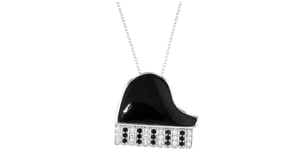 Onyx, .40 ct. t.w. White Zircon and .30 ct. t.w. Black Spinel Piano Pin/Pendant in Sterling Silver