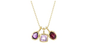 1.60 ct. t.w. Tonal Amethyst and .90 Carat Rhodolite Garnet Three-Pendant Necklace in 18kt Gold Over Sterling