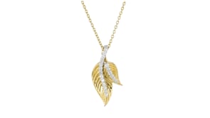 .20 ct. t.w. Diamond Double-Leaf Pendant Necklace in 18kt Gold Over Sterling