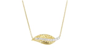 .15 ct. t.w. Diamond Leaf Necklace in 18kt Gold Over Sterling