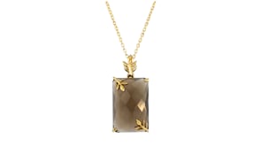 13.00 Carat Smoky Quartz Leaf Pendant Necklace in 18kt Gold Over Sterling