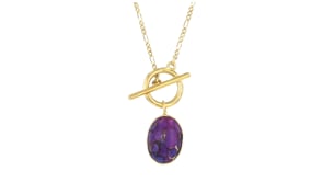 Purple Turquoise Toggle Necklace in 18kt Gold Over Sterling