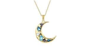 1.39 ct. t.w. Multi-Gemstone Moon Pendant Necklace with Lab-Grown Diamonds in 18kt Gold Over Sterling