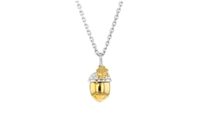 Sterling Silver and 18kt Gold Over Sterling Acorn Pendant Necklace