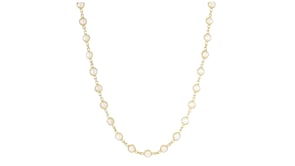 3.5-4mm Cultured Pearl Station Necklace in 18kt Gold Over Sterling