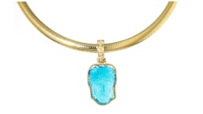 Italian Tagliamonte Blue Venetian Glass Flora Enhancer Pendant in 18kt Gold Over Sterling