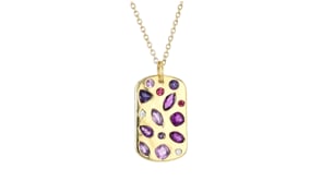 1.93 ct. t.w. Multi-Gemstone Scattered Tag Pendant Necklace with Lab-Grown Diamonds in 18kt Gold Over Sterling