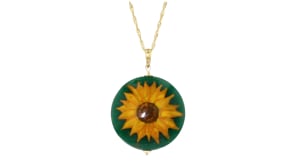 Italian Multicolored Murano Glass Sunflower Pendant Necklace in 18kt Gold Over Sterling